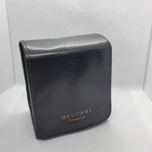 Bvlgari Watch Case Black Synthetic and Beige Suede with Suede Pillow
